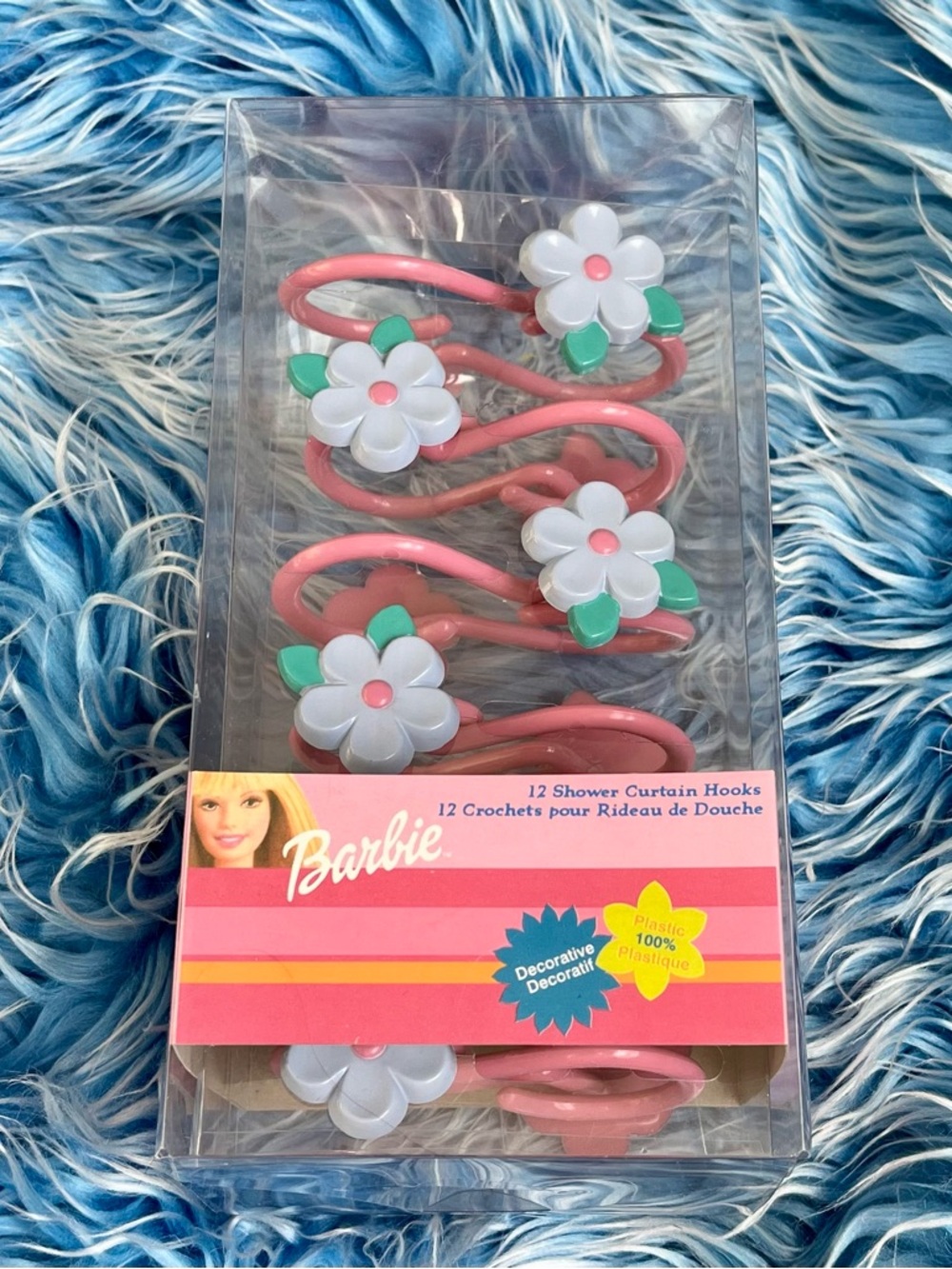 Vintage Y2K 2003 Deadstock Decorative Plastic Barbie Flower Shower Curtain Hooks